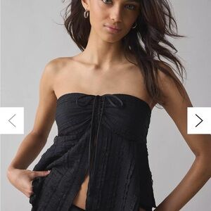 Urban Outfitters Elouise Convertible Tye Front Black Strapless Tube Tank Top.